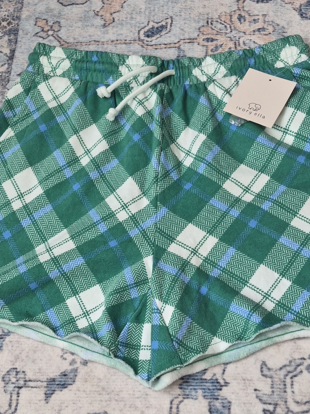 Ivory Ella Green Plaid Lounge Shorts